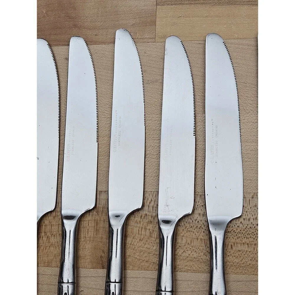 HAMPTON SILVERSMITHS Stainless Flatware BAMBOO ~ 8 Piece DINNER KNIVES